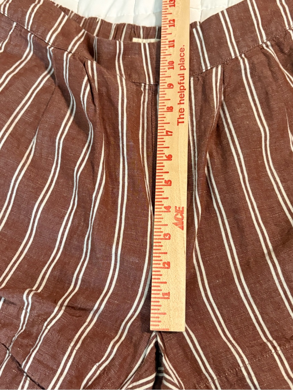 Pact Brown and White Striped Sleeveless Linen-Blend Shorts med and top is small - Picture 14 of 16